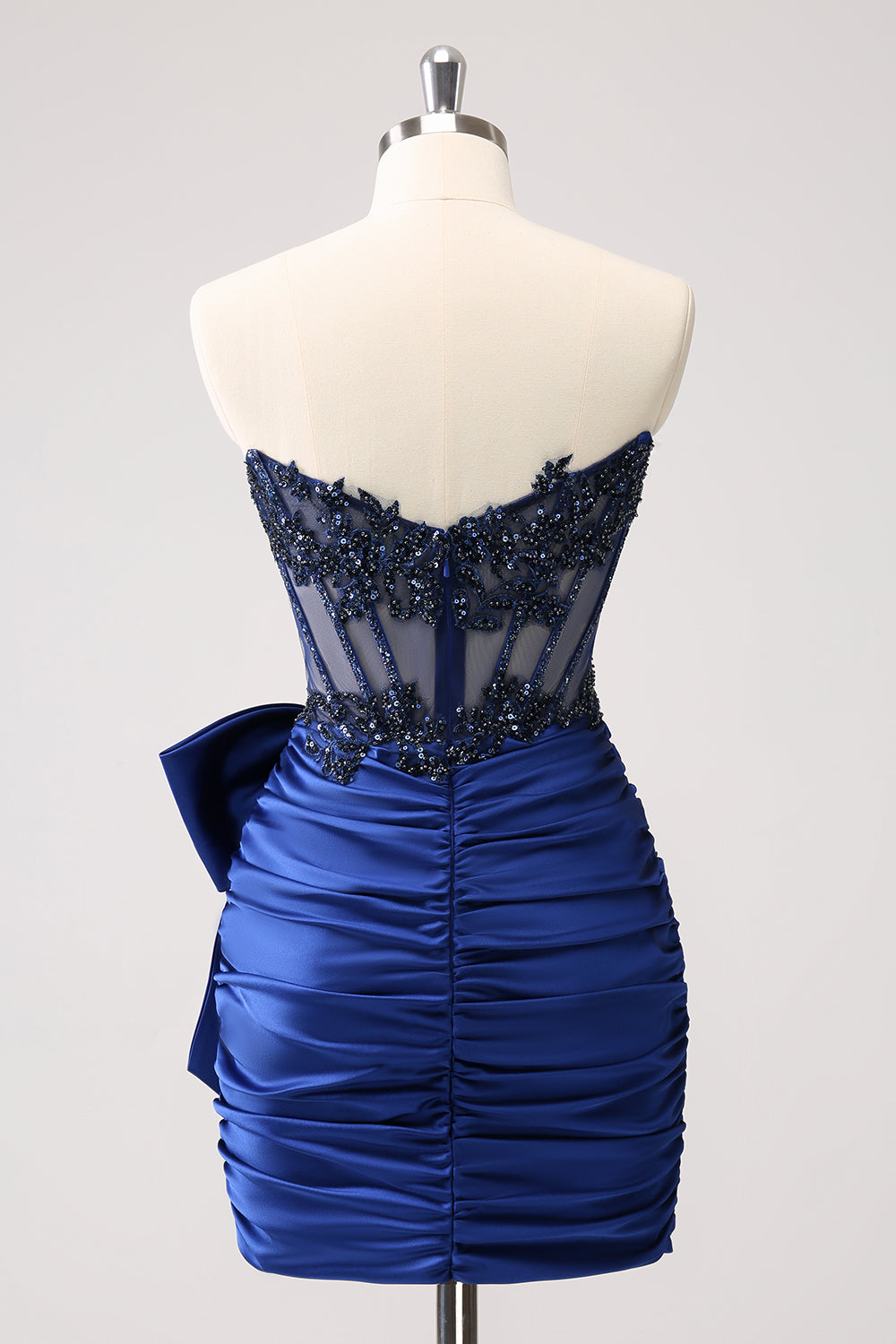 Sparkly Peacock Strapless Beaded Appliques Tight Homecoming Dress