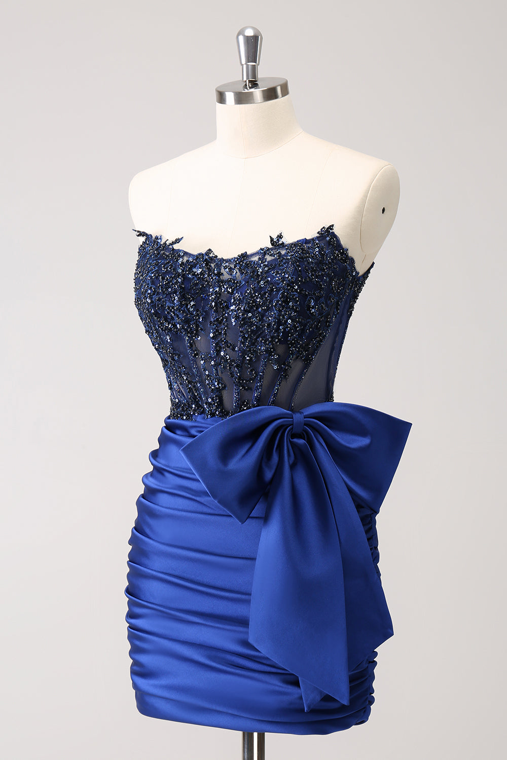 Sparkly Peacock Strapless Beaded Appliques Tight Homecoming Dress