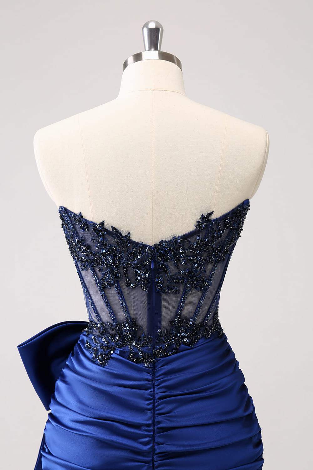 Sparkly Peacock Strapless Beaded Appliques Tight Homecoming Dress