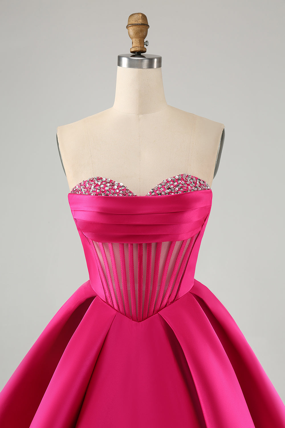 Cute Fuchsia A Line Sweetheart Corset Homecoming Dress with Beadings