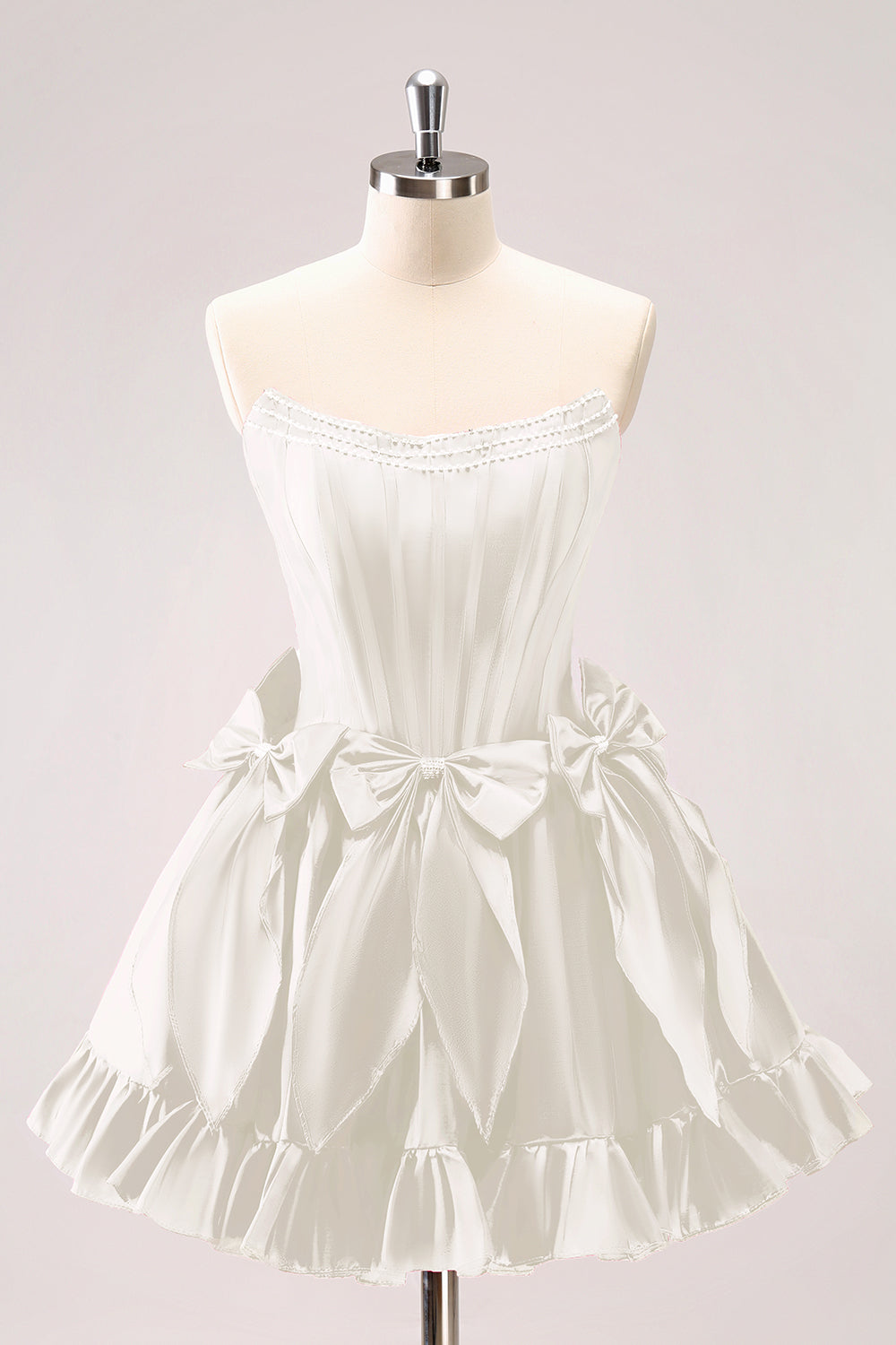 Fuchsia A Line Strapless Corset Short Homecoming Dress With Bows