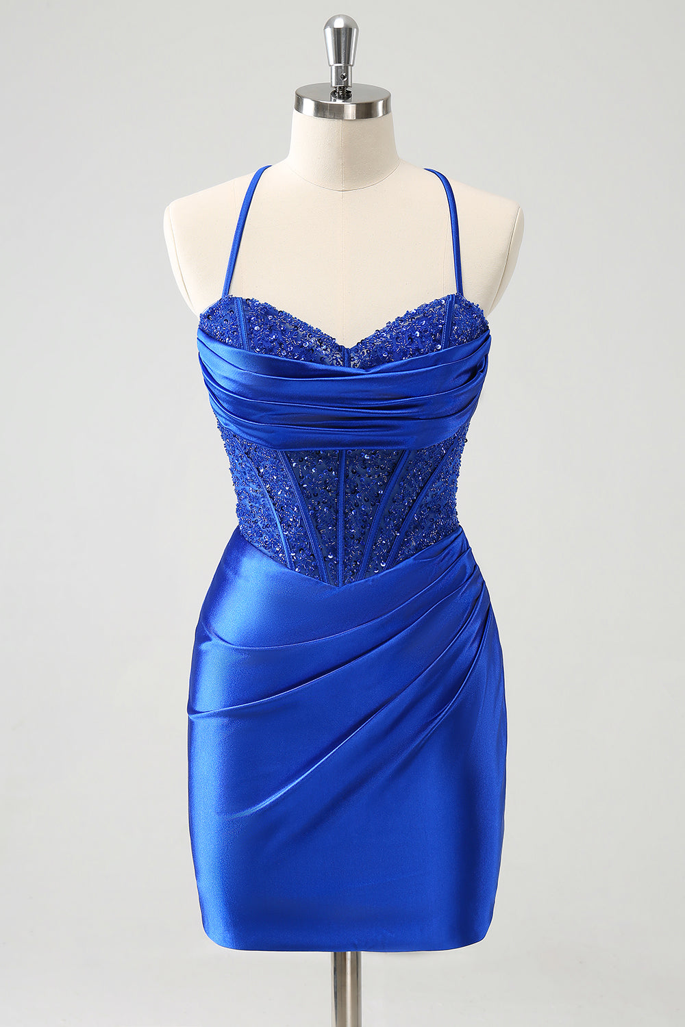 Sparkly Corset Royal Blue Tight Short Homecoming Dress