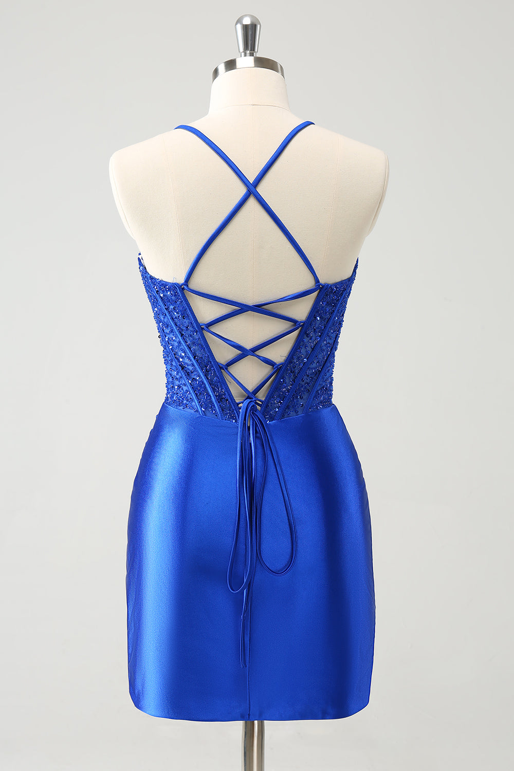 Sparkly Corset Royal Blue Tight Short Homecoming Dress