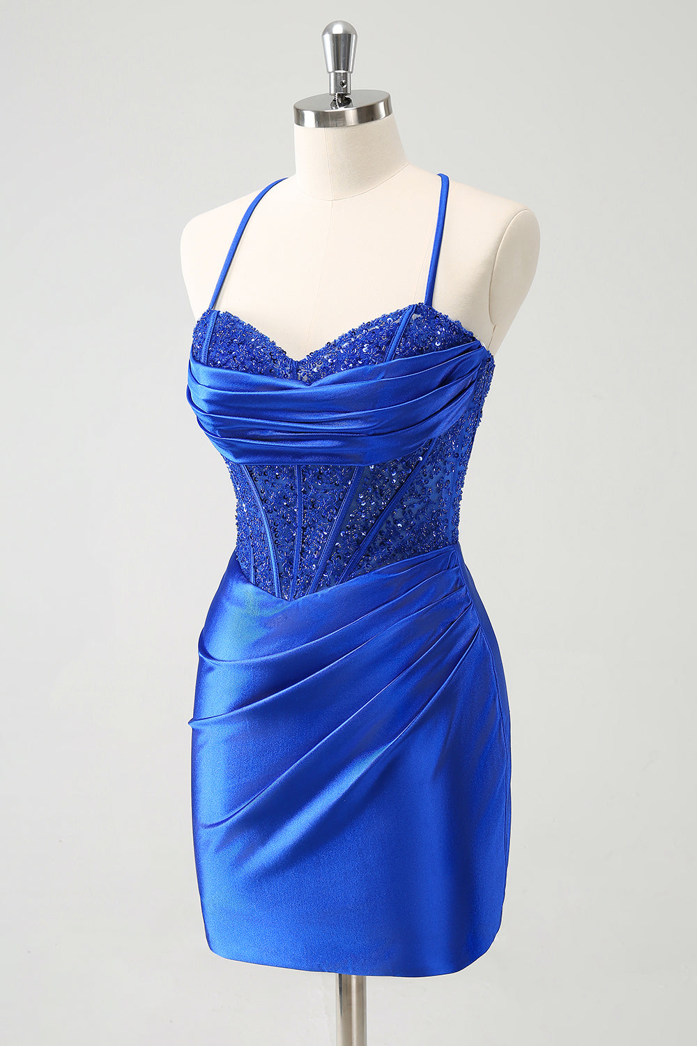 Sparkly Corset Royal Blue Tight Short Homecoming Dress