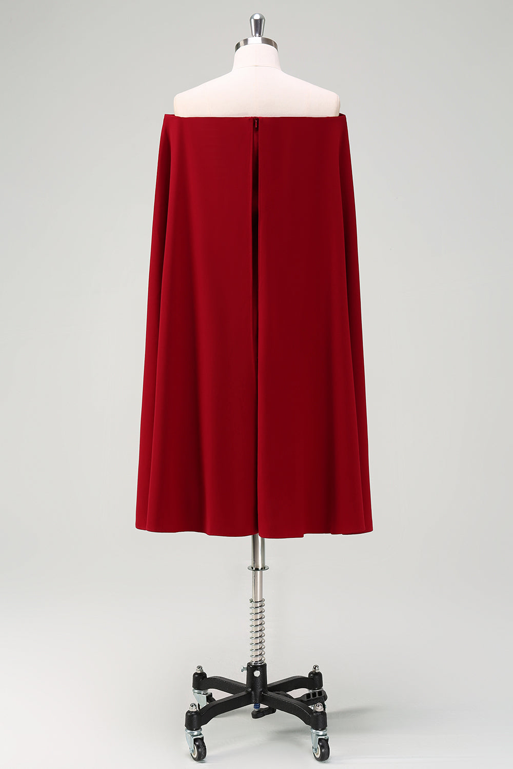 Burgundy Bodycon Off the Shoulder Cocktail Dress With Cape Sleeves
