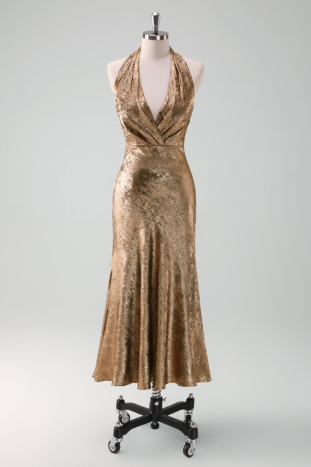 Golden Mermaid Halter Mother Of The Bride Dress