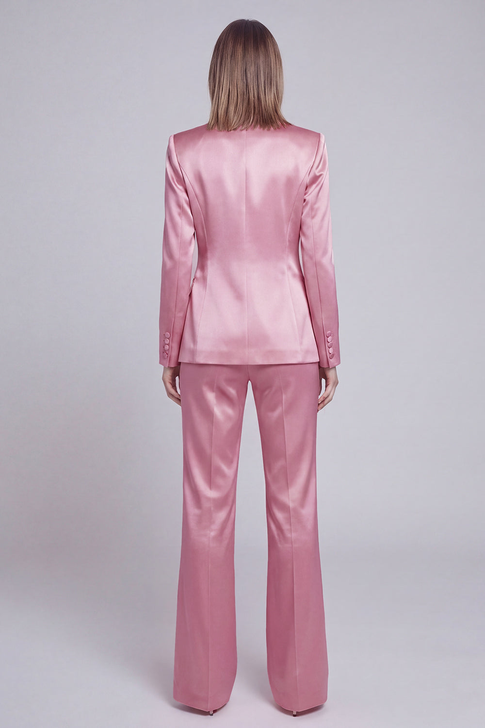 Grey Pink 2 Pieces Notched Lapel Long Sleeves Women Suits