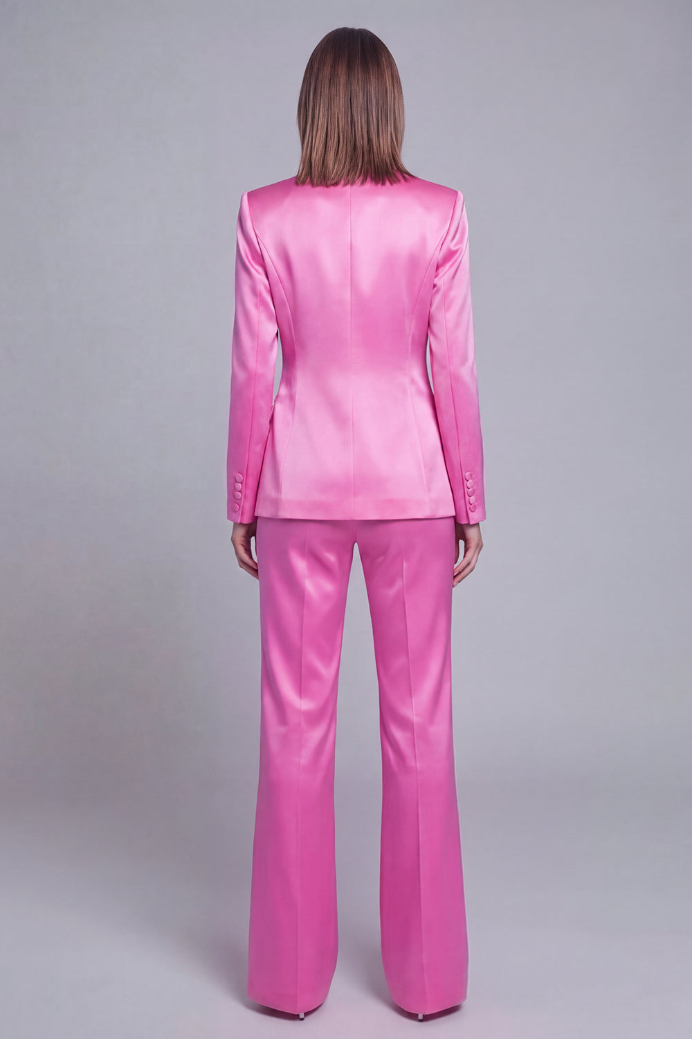 Grey Pink 2 Pieces Notched Lapel Long Sleeves Women Suits