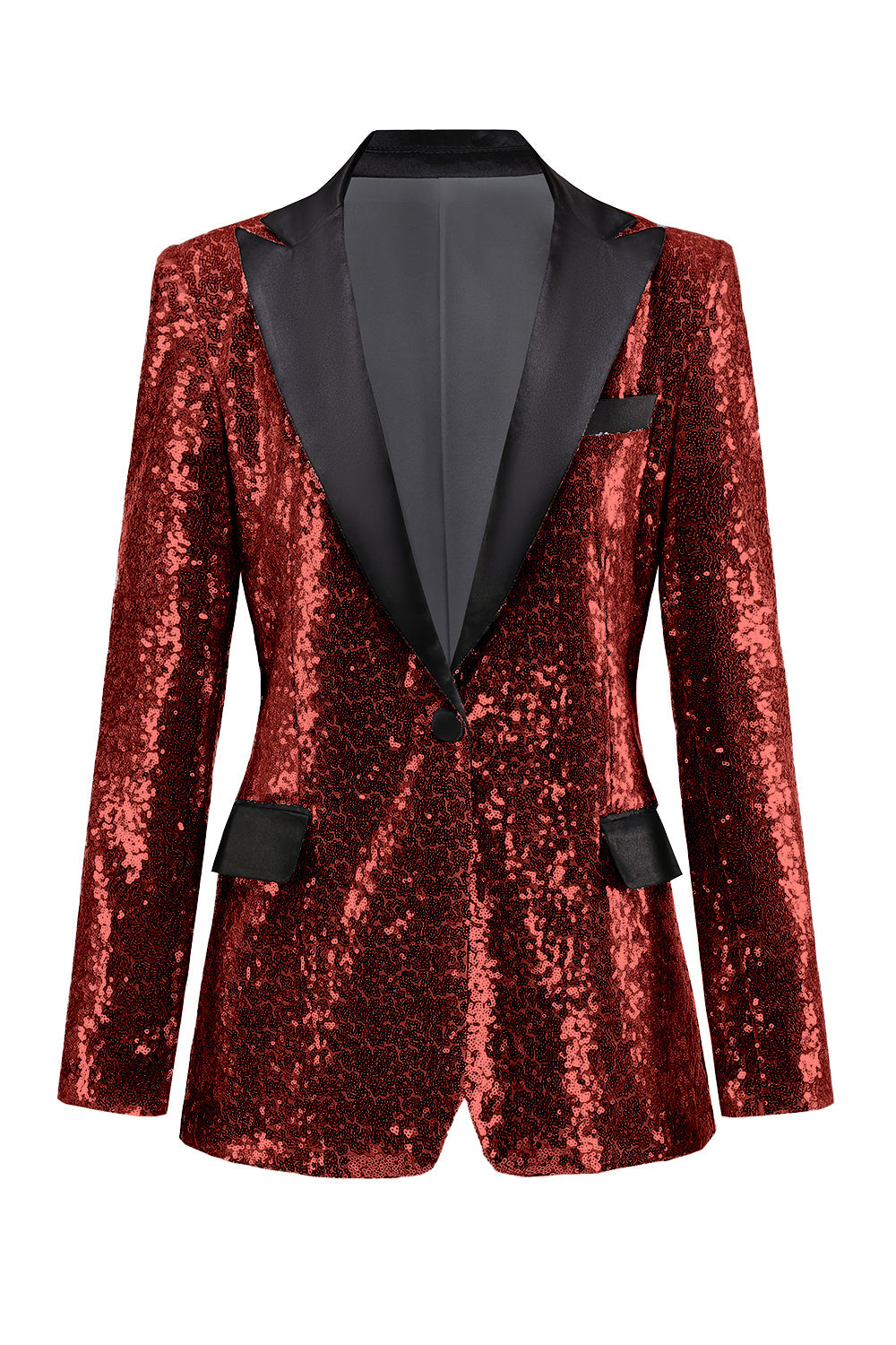 Sparkly Silver Black Peak Lapel One Button Women's Prom Blazer
