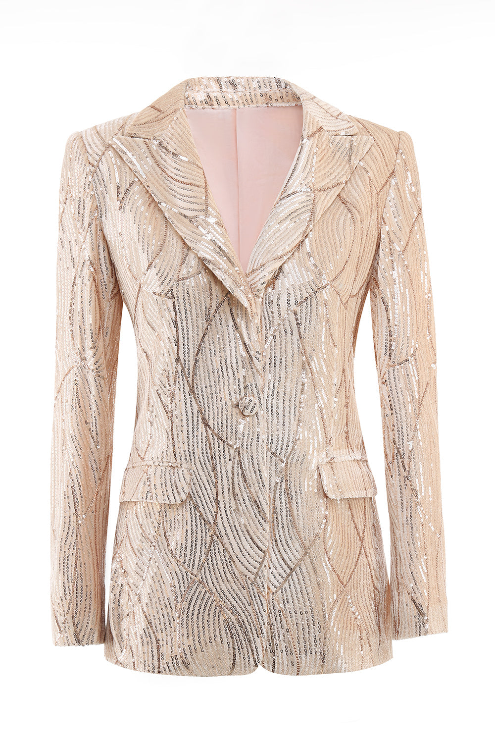 Champagne Sparkly Button 2 Pieces Women's Suits