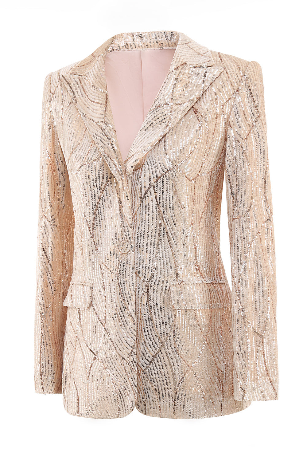 Champagne Sparkly Button 2 Pieces Women's Suits