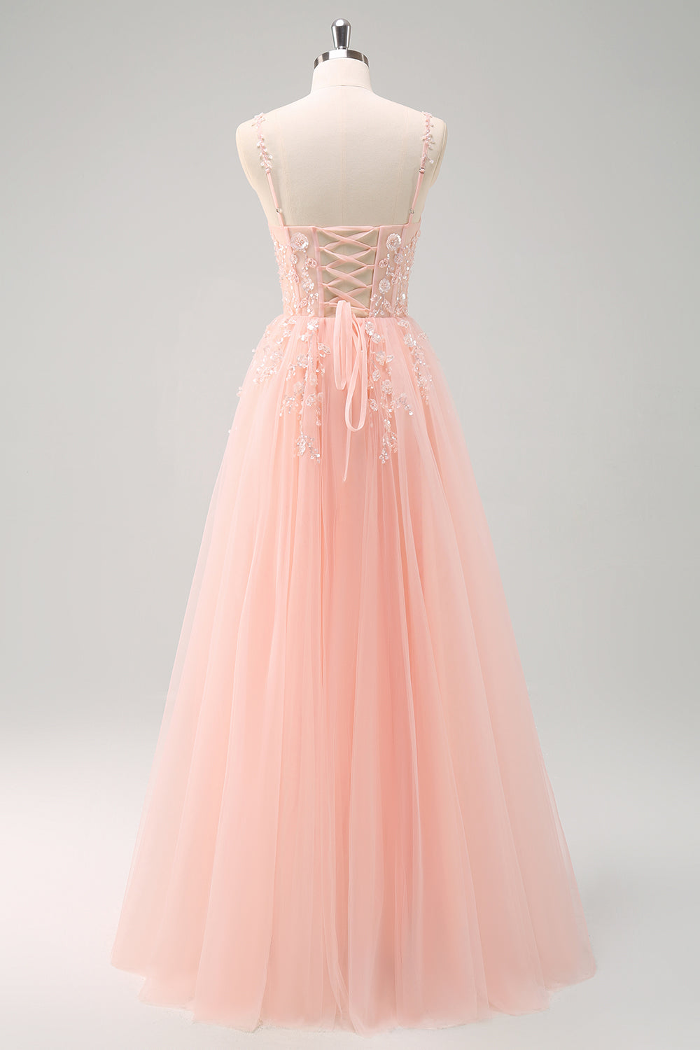 Sparkly Floral Green Corset Tulle Long Prom Dress with Lace