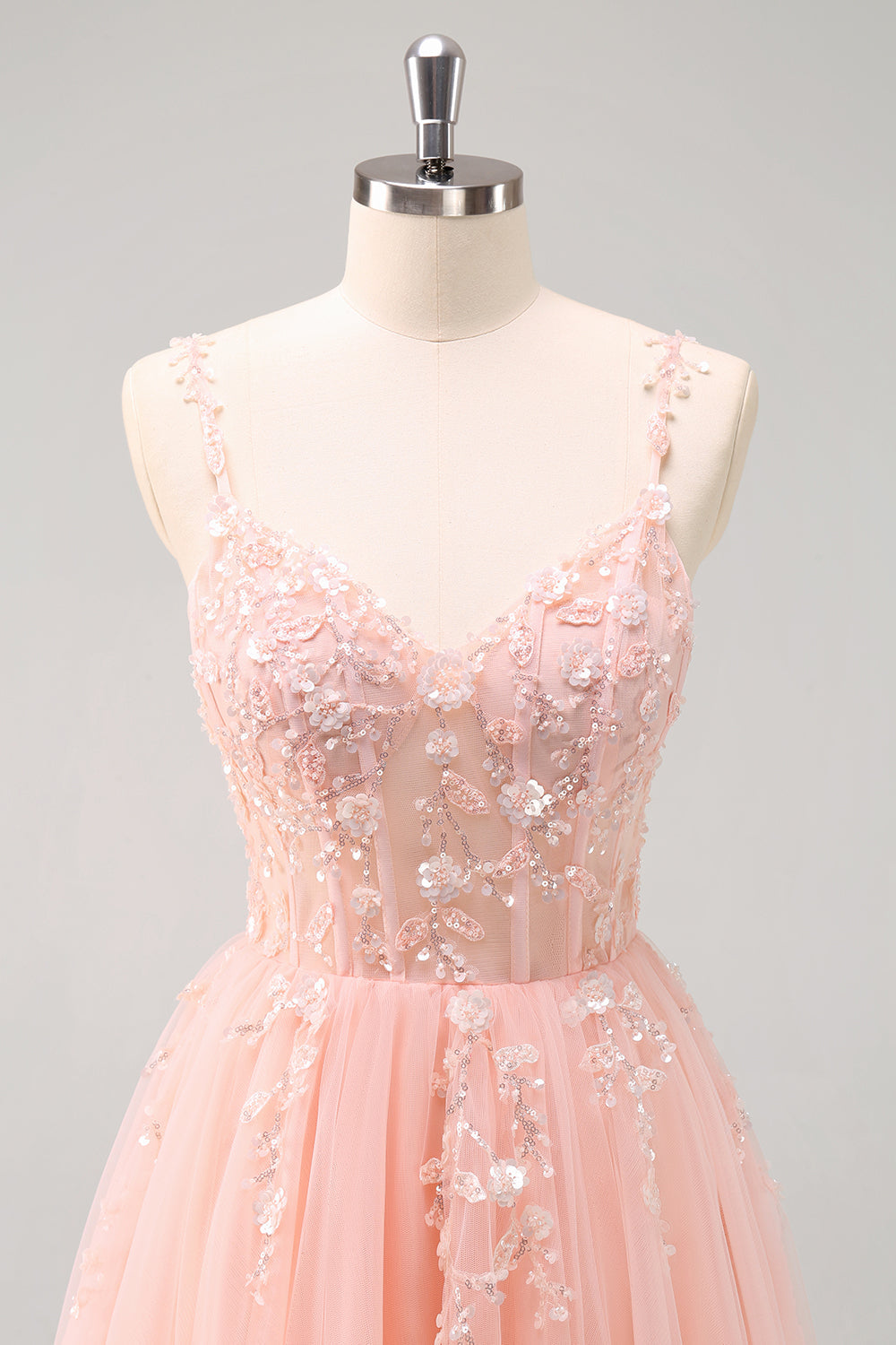 Sparkly Floral Green Corset Tulle Long Prom Dress with Lace