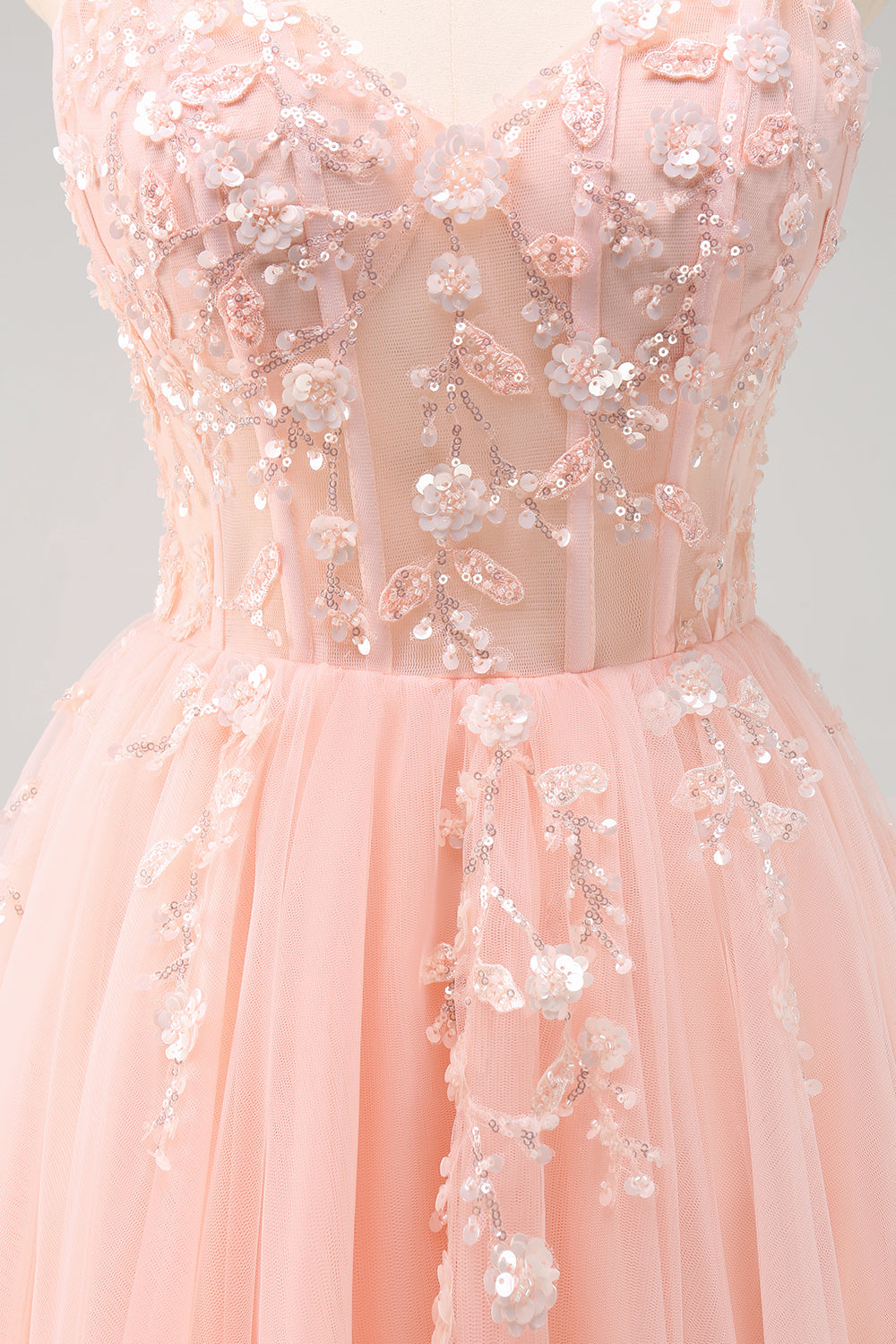 Sparkly Floral Green Corset Tulle Long Prom Dress with Lace