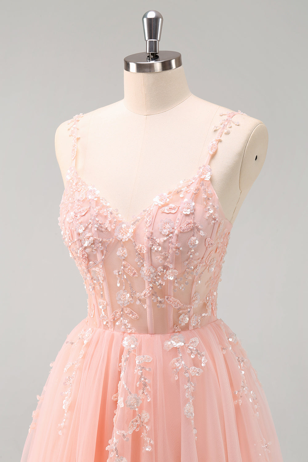 Sparkly Floral Green Corset Tulle Long Prom Dress with Lace