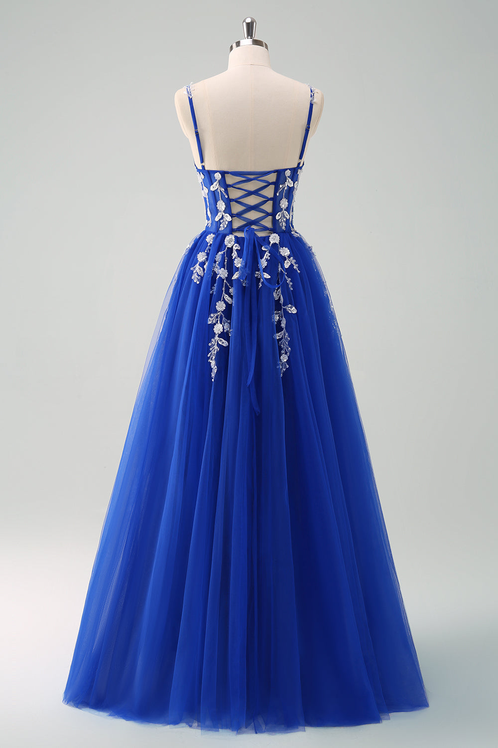 Sparkly Floral Green Corset Tulle Long Prom Dress with Lace