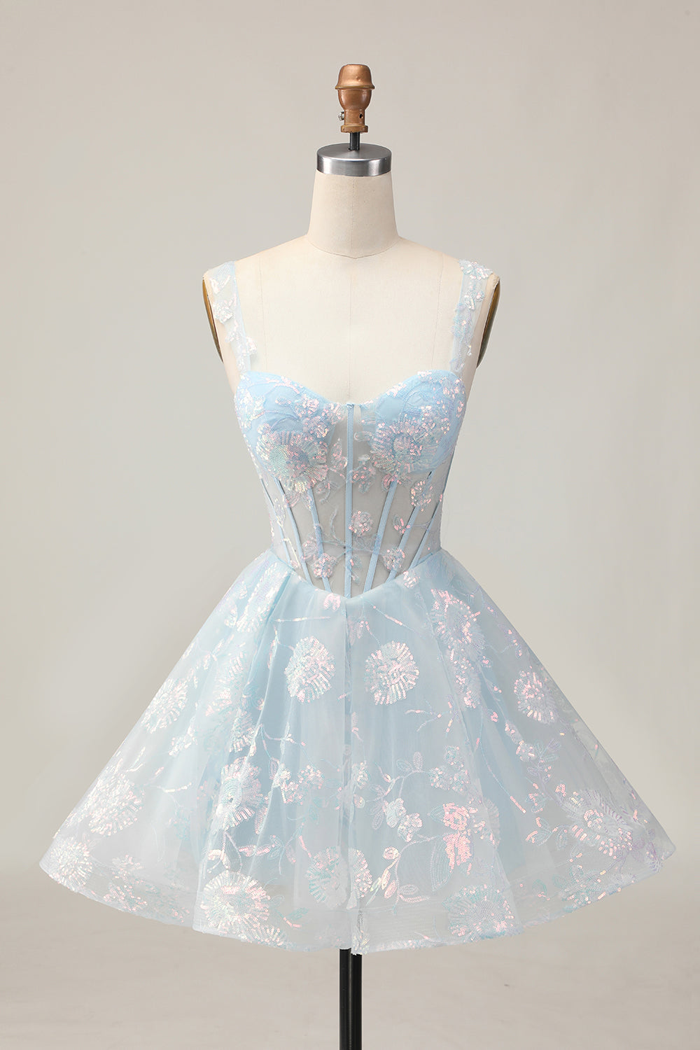 Sparkly Fuchsia A Line Corset Long Homecoming Dress with Sequins