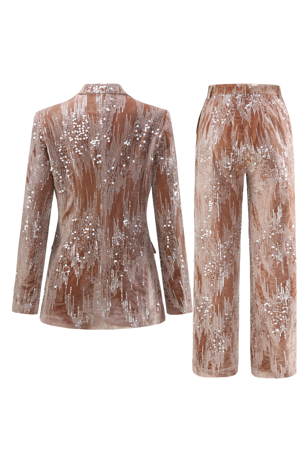 Sparkly Dusty Rose 2 Pieces Notched Lapel Women's Suits with Feather