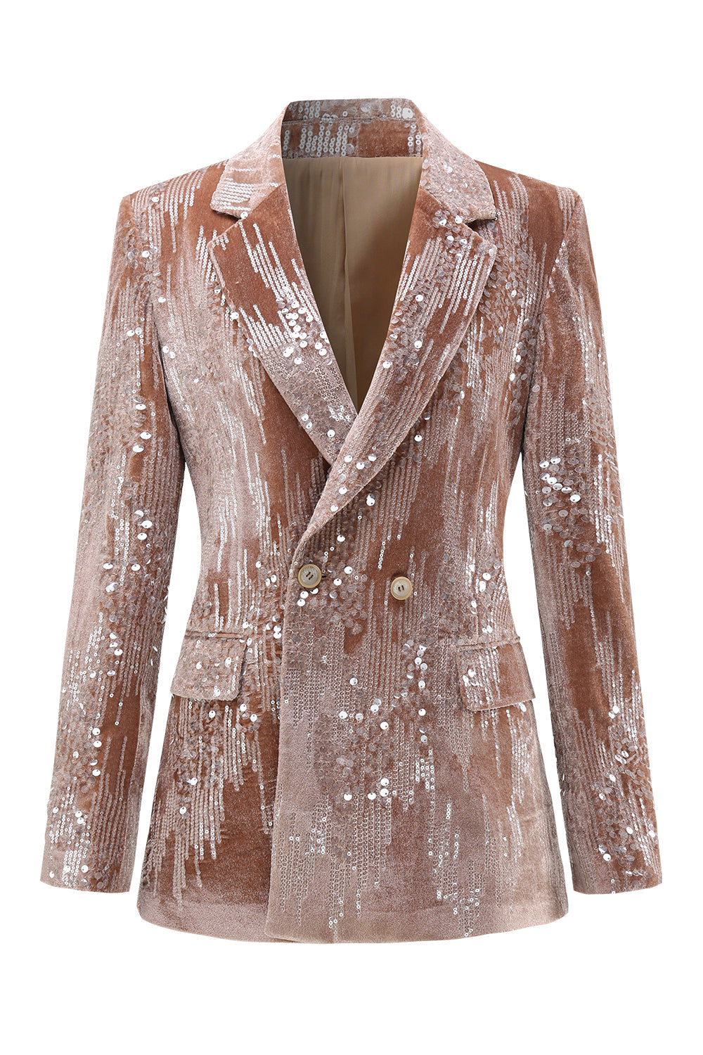 Sparkly Dusty Rose 2 Pieces Notched Lapel Women's Suits with Feather