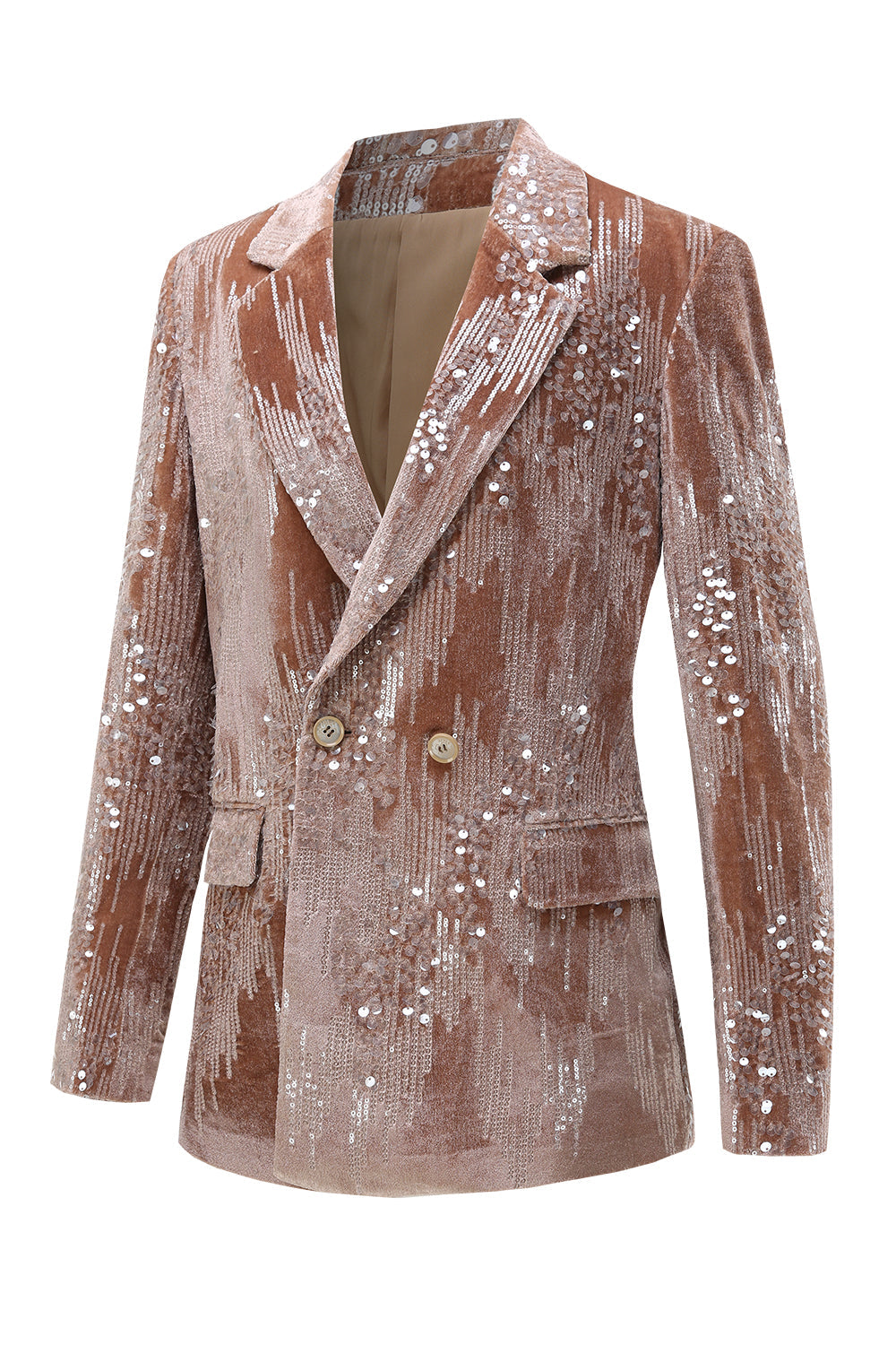 Sparkly Dusty Rose 2 Pieces Notched Lapel Women's Suits with Feather