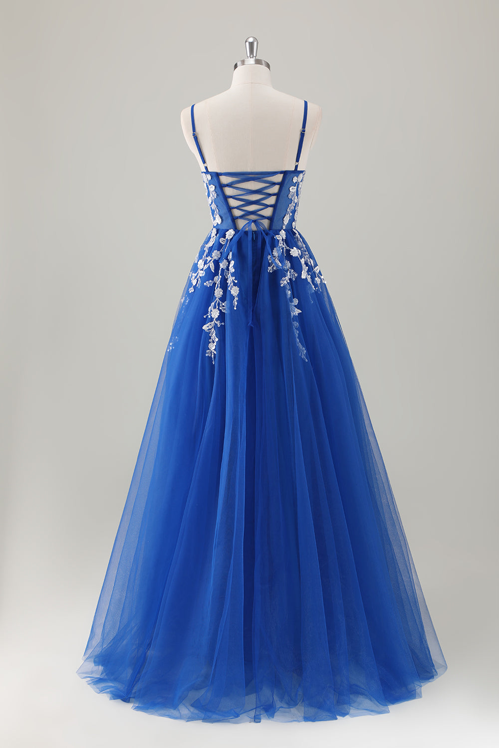 Sparkly Fuchsia Appliqued A-Line Long Prom Dress with Slit