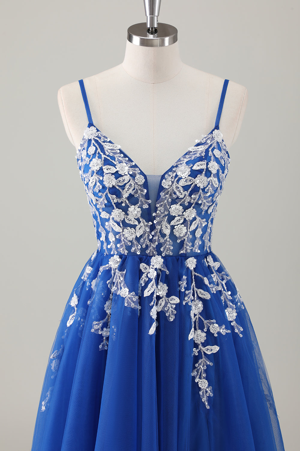 Sparkly Fuchsia Appliqued A-Line Long Prom Dress with Slit