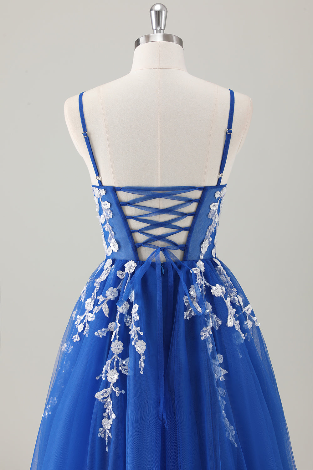 Sparkly Fuchsia Appliqued A-Line Long Prom Dress with Slit