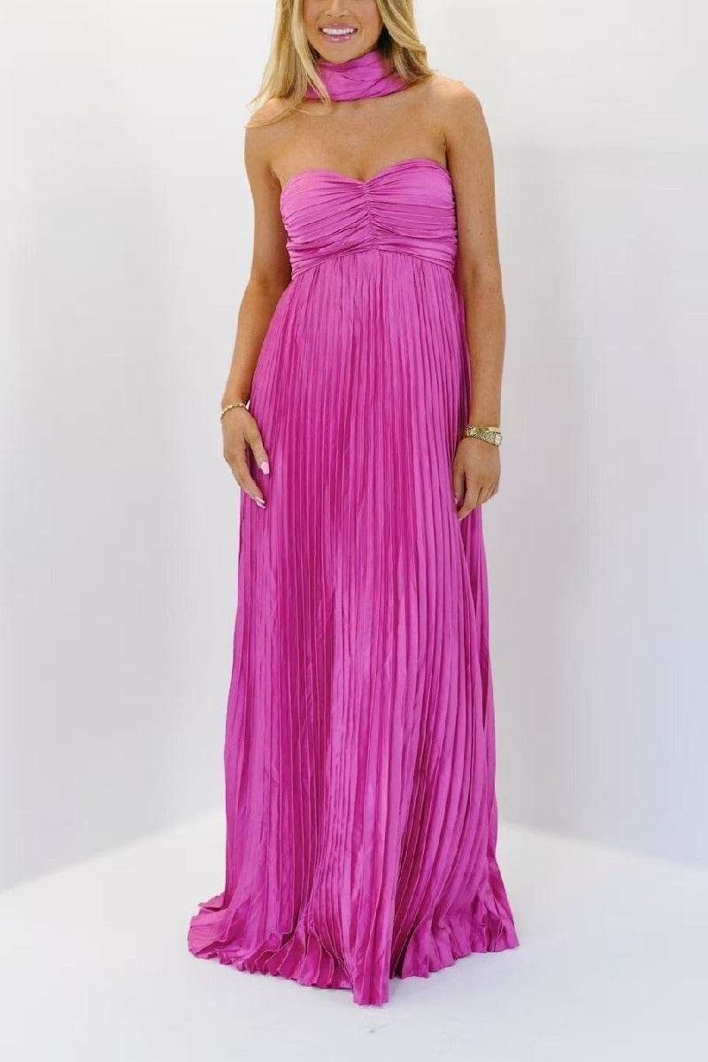 A-line Maxi Pleated Spandex Satin Formal Evening Dresses 937501662612