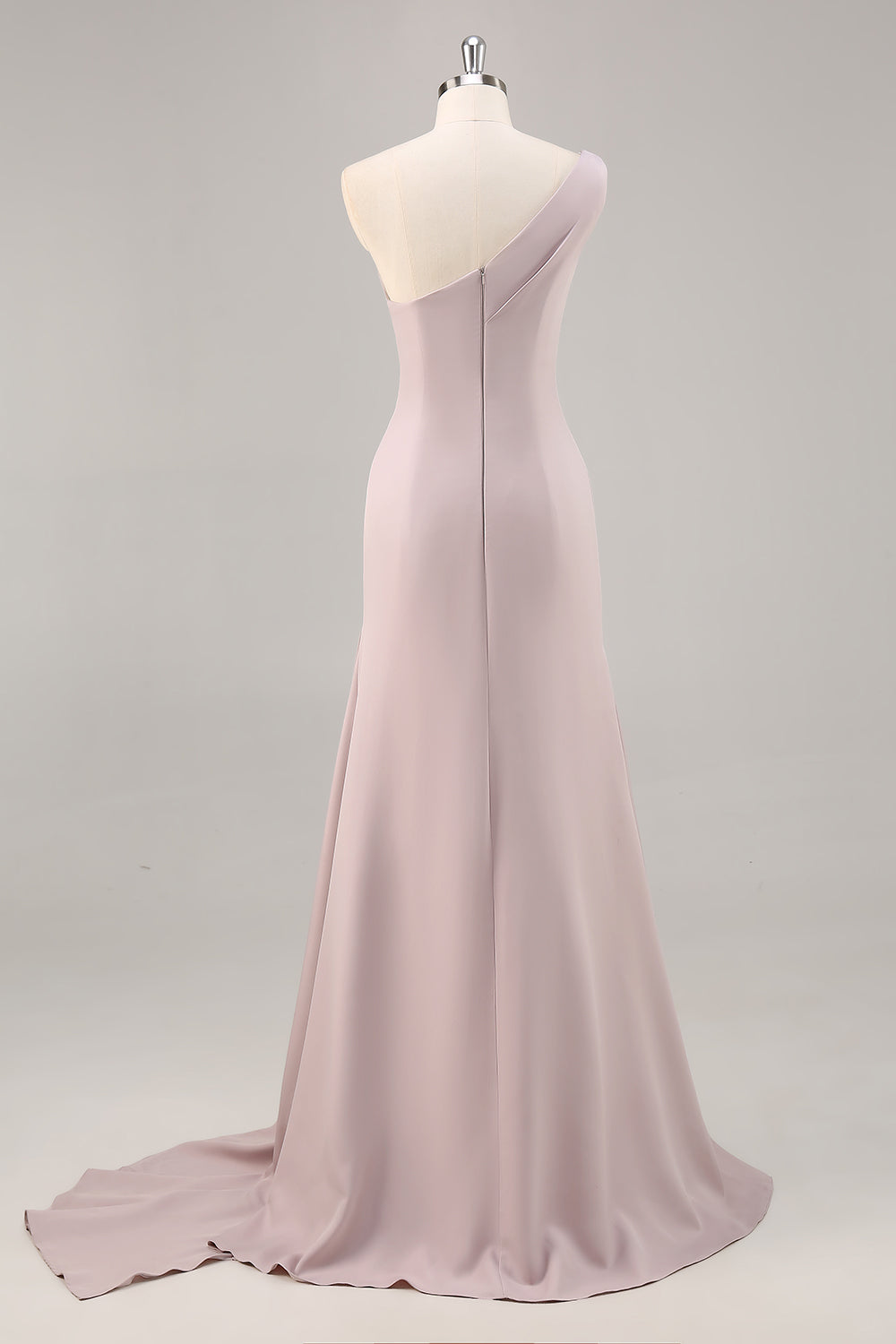 Khaki Satin One Shoulder Mermaid Long Formal Dress