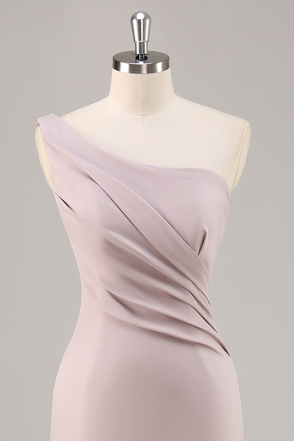 Khaki Satin One Shoulder Mermaid Long Formal Dress