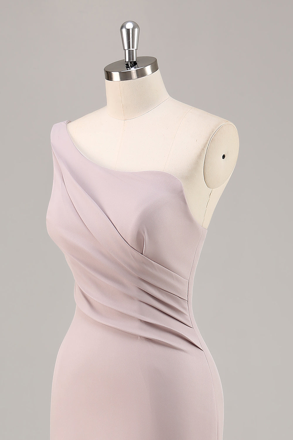 Khaki Satin One Shoulder Mermaid Long Formal Dress