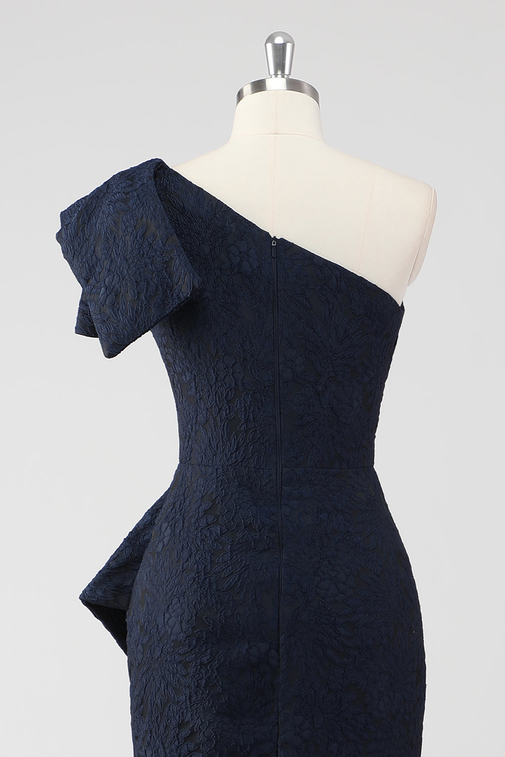 Mermaid Navy One Shoulder Long Formal Dress with Ruffles