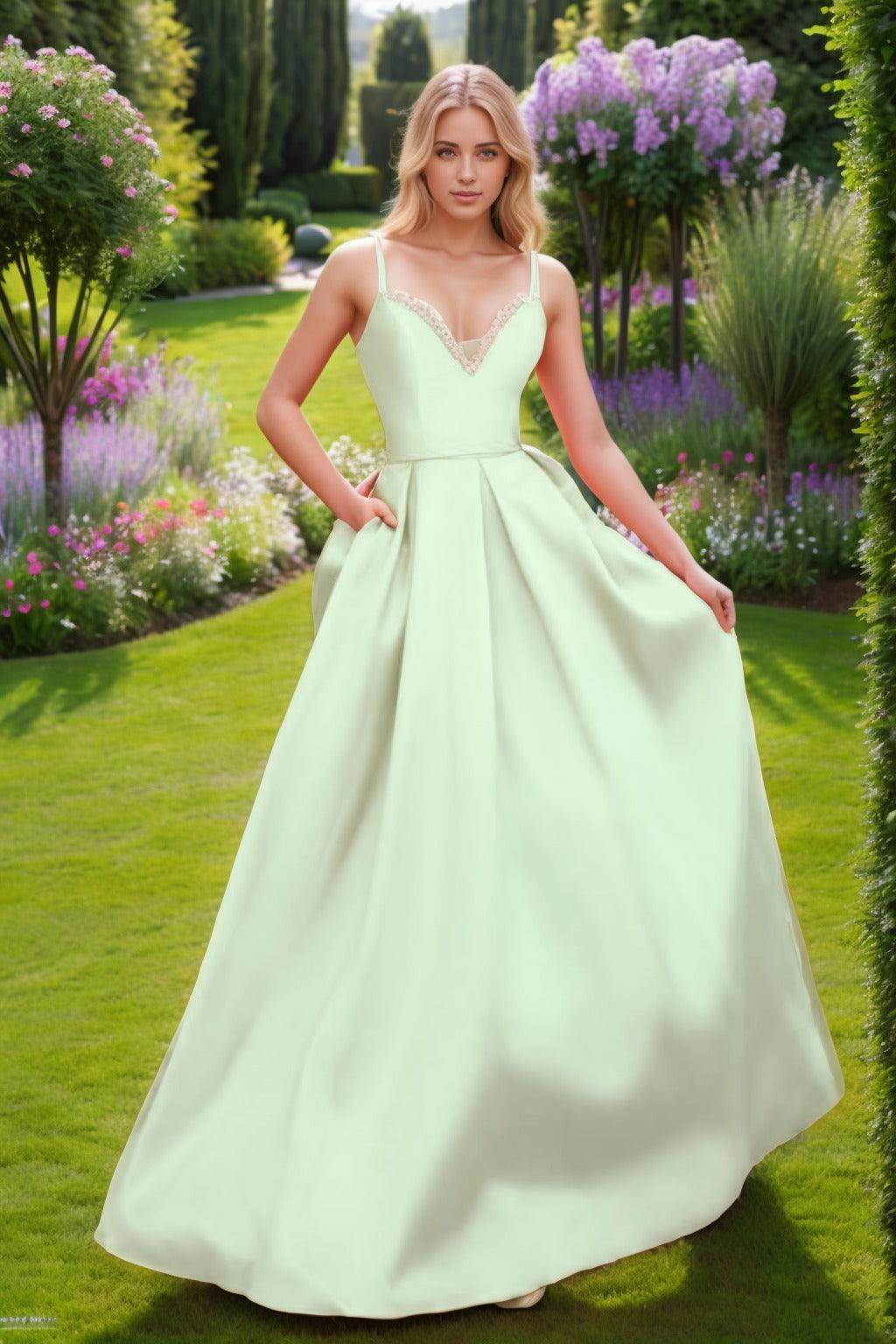 A-Line Floor Length Satin Prom Dress CS0451