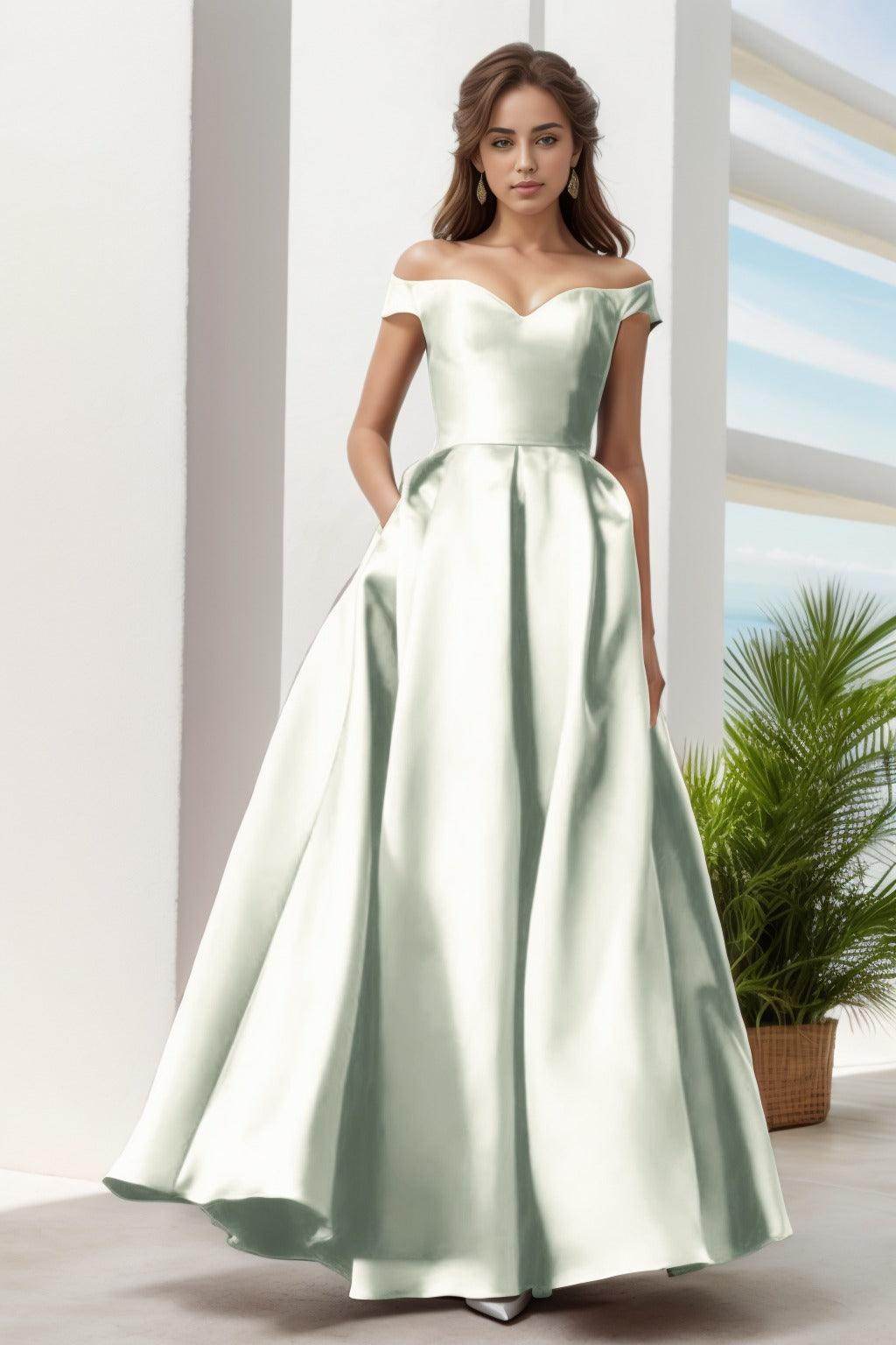 A-Line Floor Length Satin Prom Dress CS0408