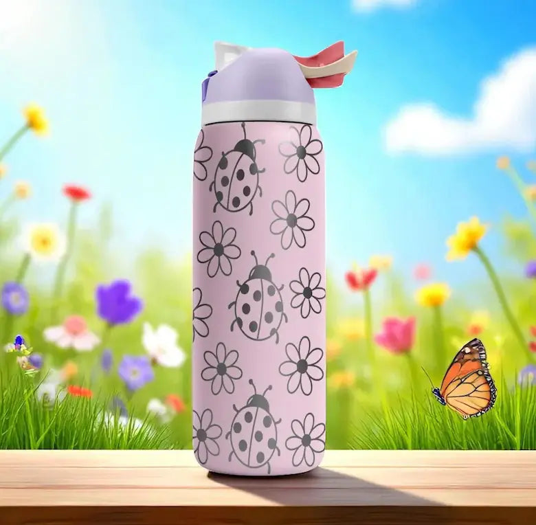 Owala Pink Ladybug Floral Tumbler 32oz