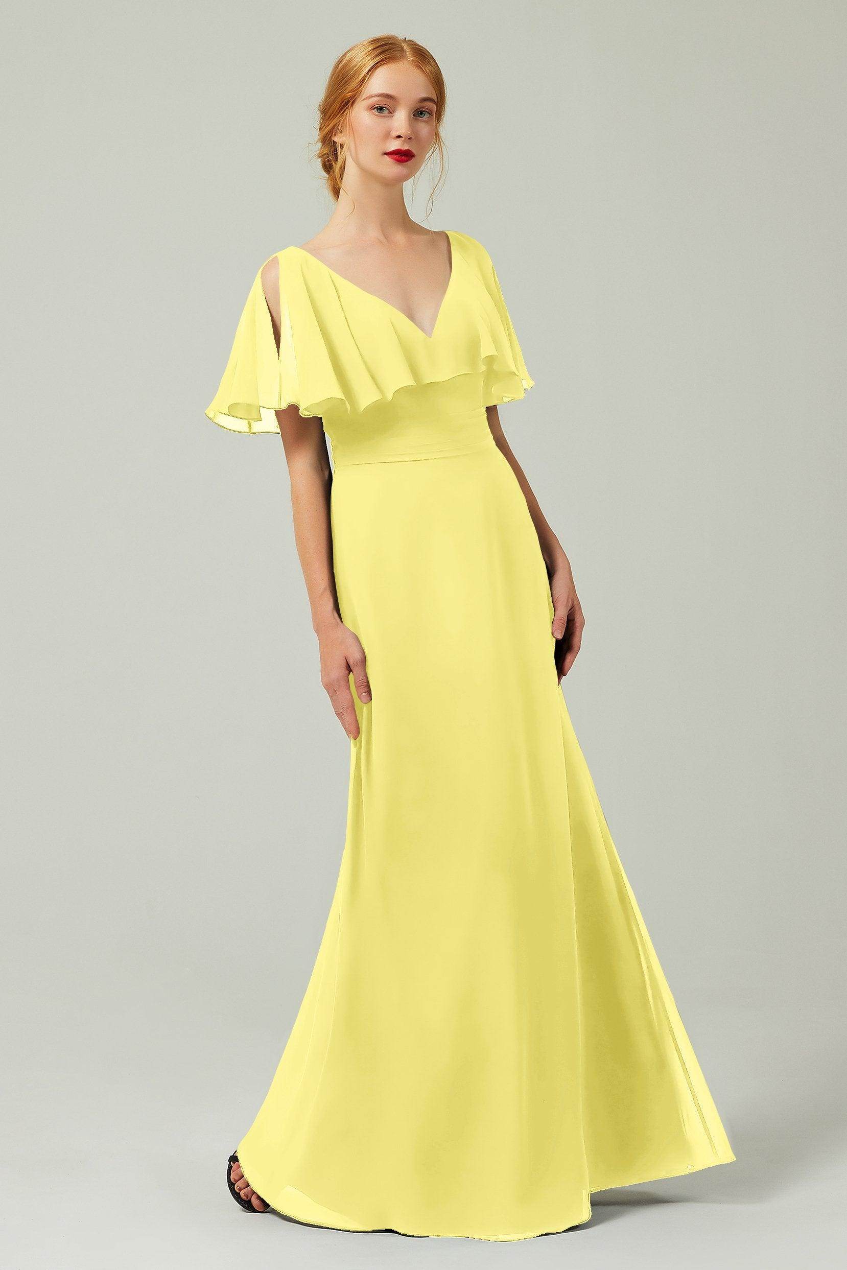 Sheath-Column Floor Length Chiffon Bridesmaid Dress Formal Dresses CB0341