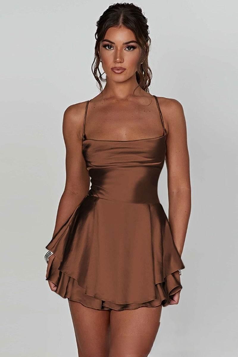 Short Mini Spaghetti Spandex Satin Cocktail Guest Dresses 911969027491