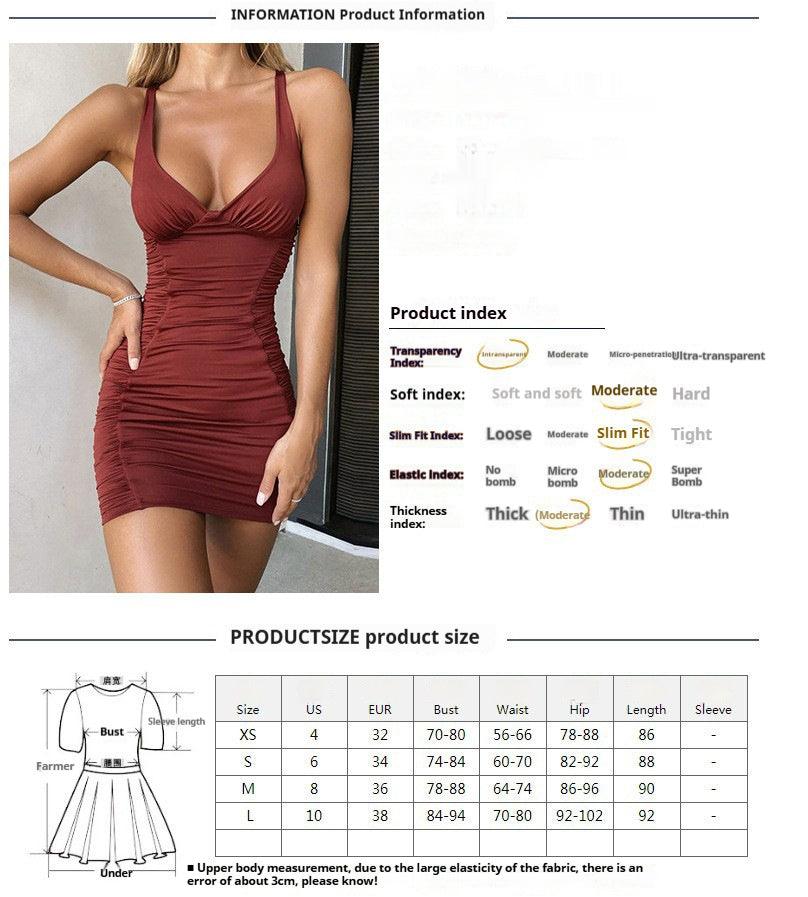 Trendy V-neck backless pleated hip wrap cocktail dress 646326947519