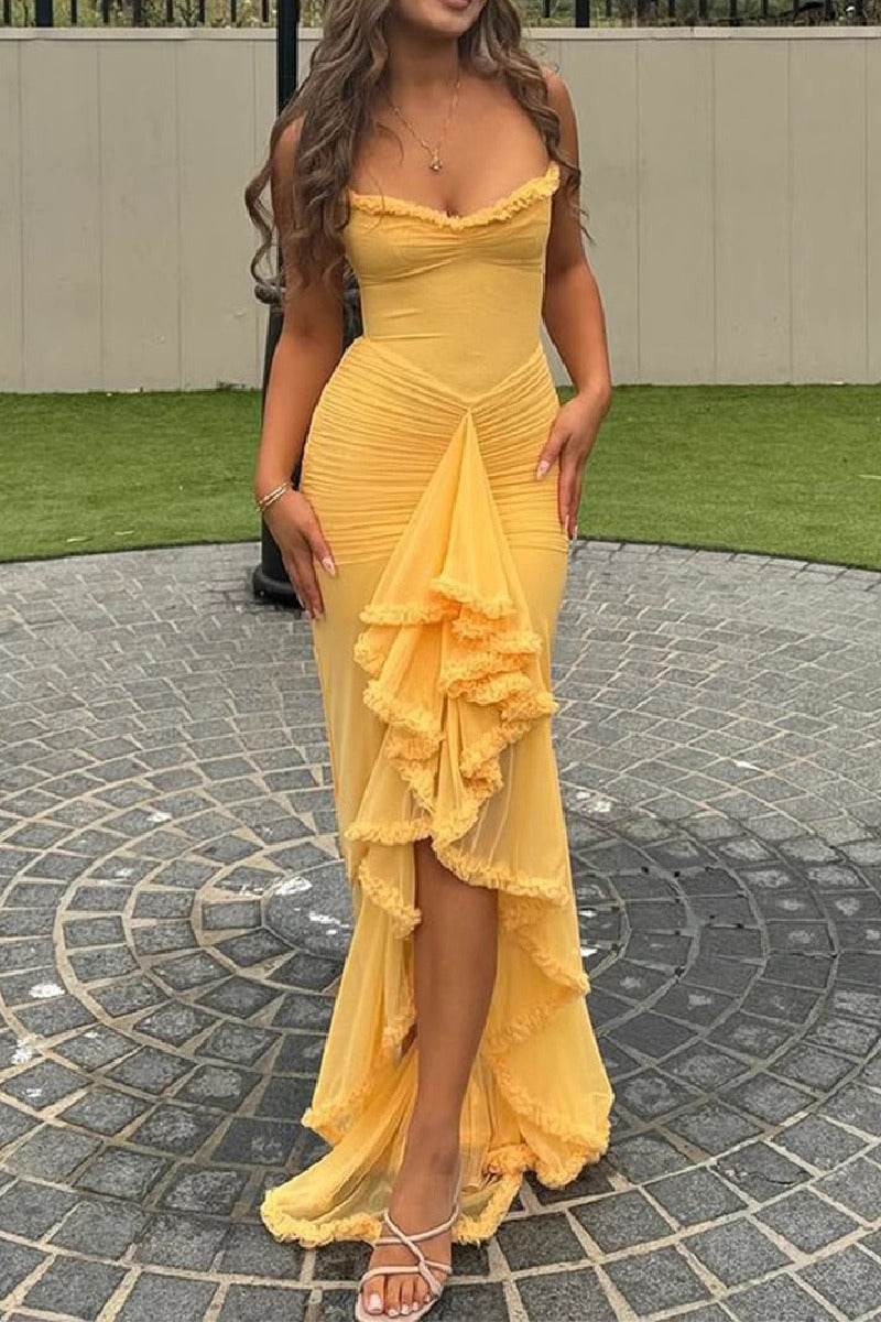 Trumpet-Mermaid High-Low Tulle Semi Formal Wedding guest dresses 833386514721