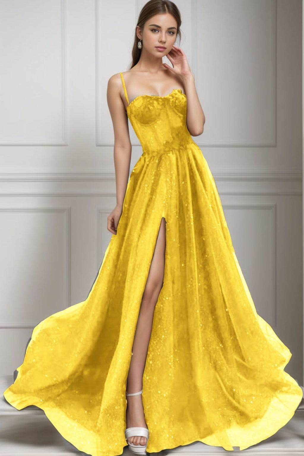 A-Line Sweep-Brush Train Tulle Prom Dress CS0439