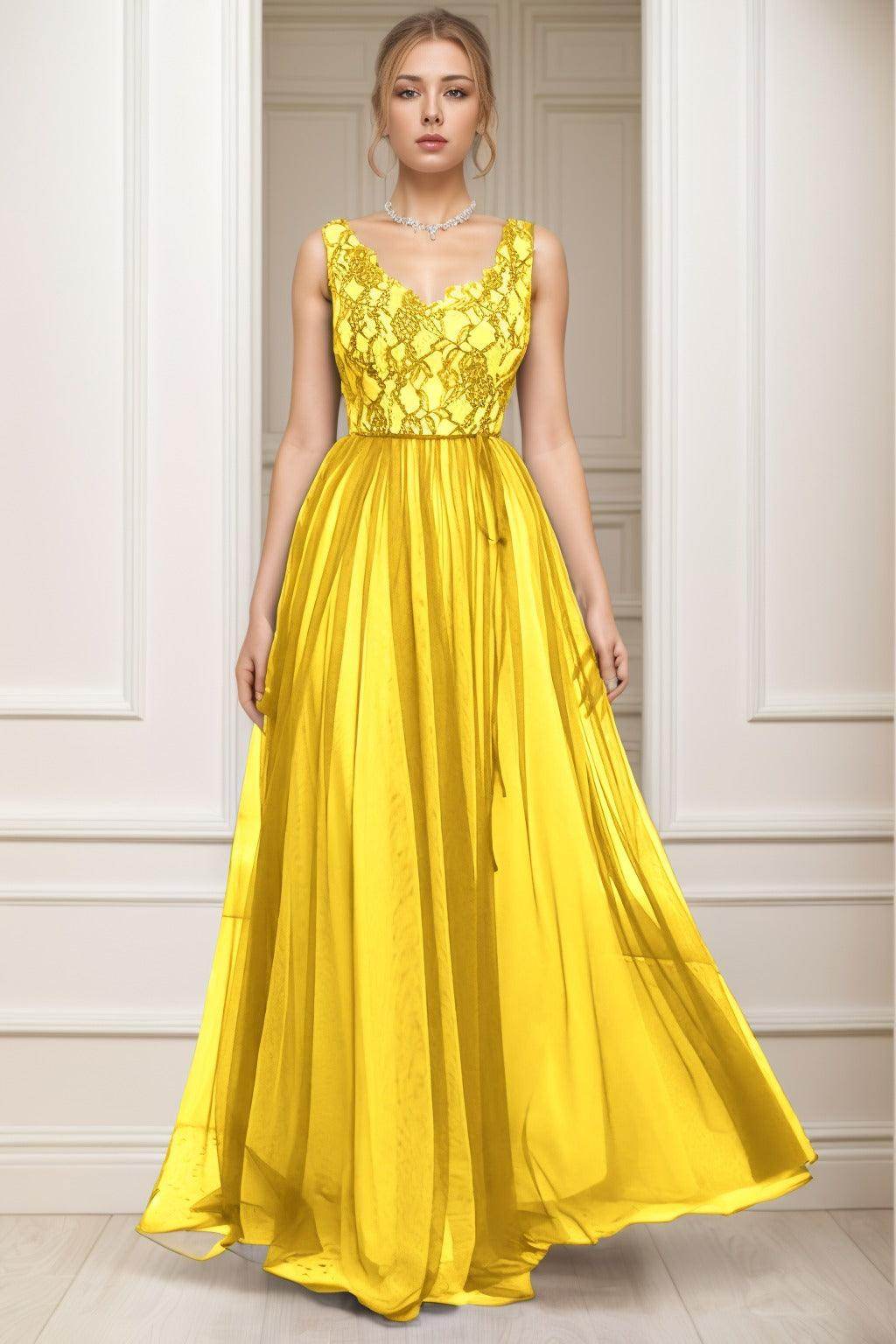A-Line Sweep-Brush Train Tulle Prom Dress CS0466