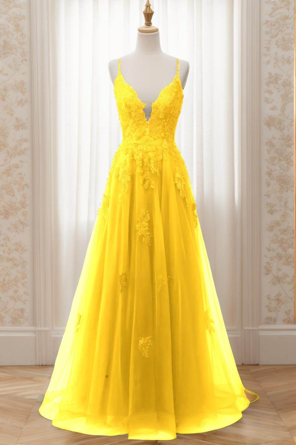 A-Line Sweep-Brush Train Tulle Prom Dress CS0463