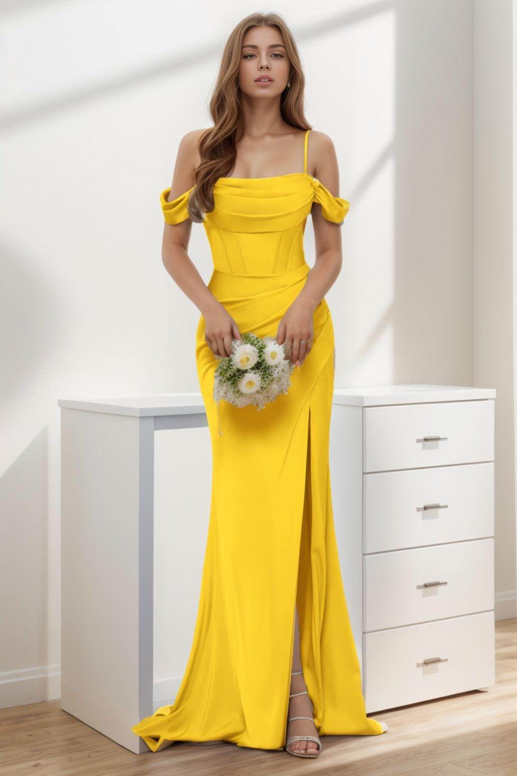 Trumpet-Mermaid Sweep-Brush Train Silk-Like Prom Dress CS0399