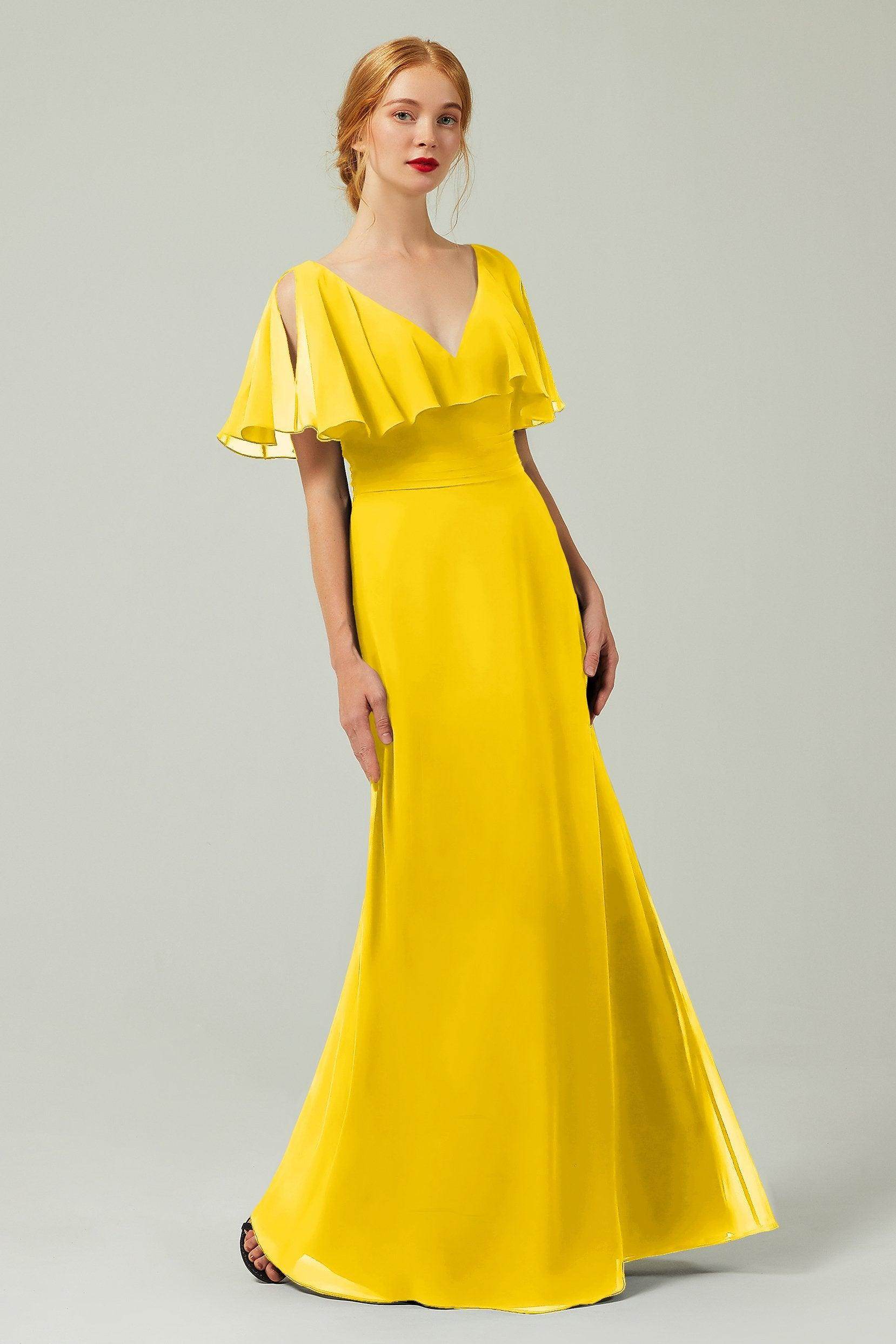 Sheath-Column Floor Length Chiffon Bridesmaid Dress Formal Dresses CB0341
