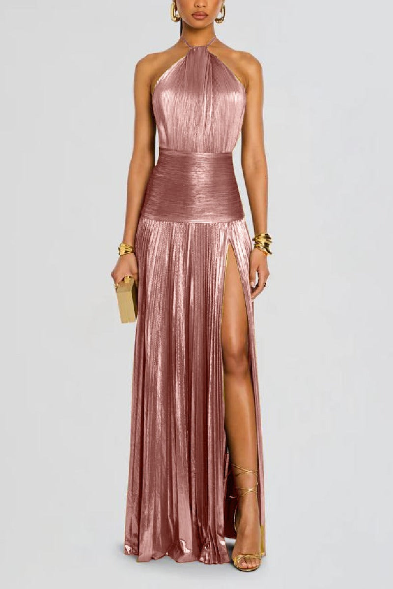 Sheath-Column Floor Length Bronzing Fabric Wedding Guest Dress 924470310173