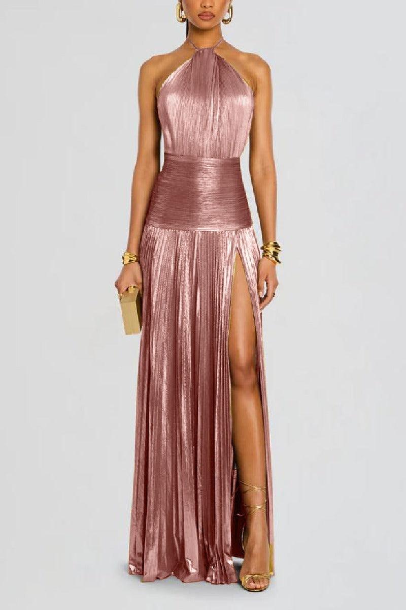 Sheath-Column Floor Length Bronzing Fabric Wedding Guest Dress 924470310173