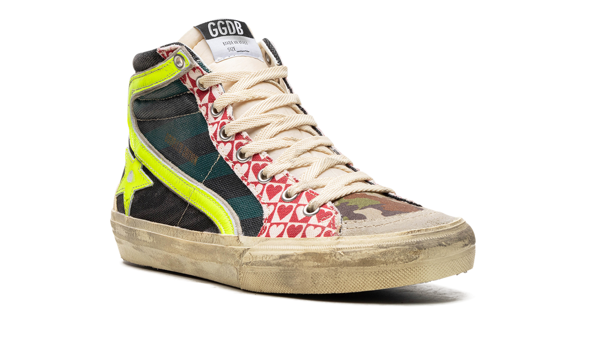 SLIDE CANVAS UPPER SUEDE AND GABARDINE TOE NYLON TONGUE LEATHER STAR AND WAVE BLACK GREEN ICE YELLOW GMF00508.F004407.50772