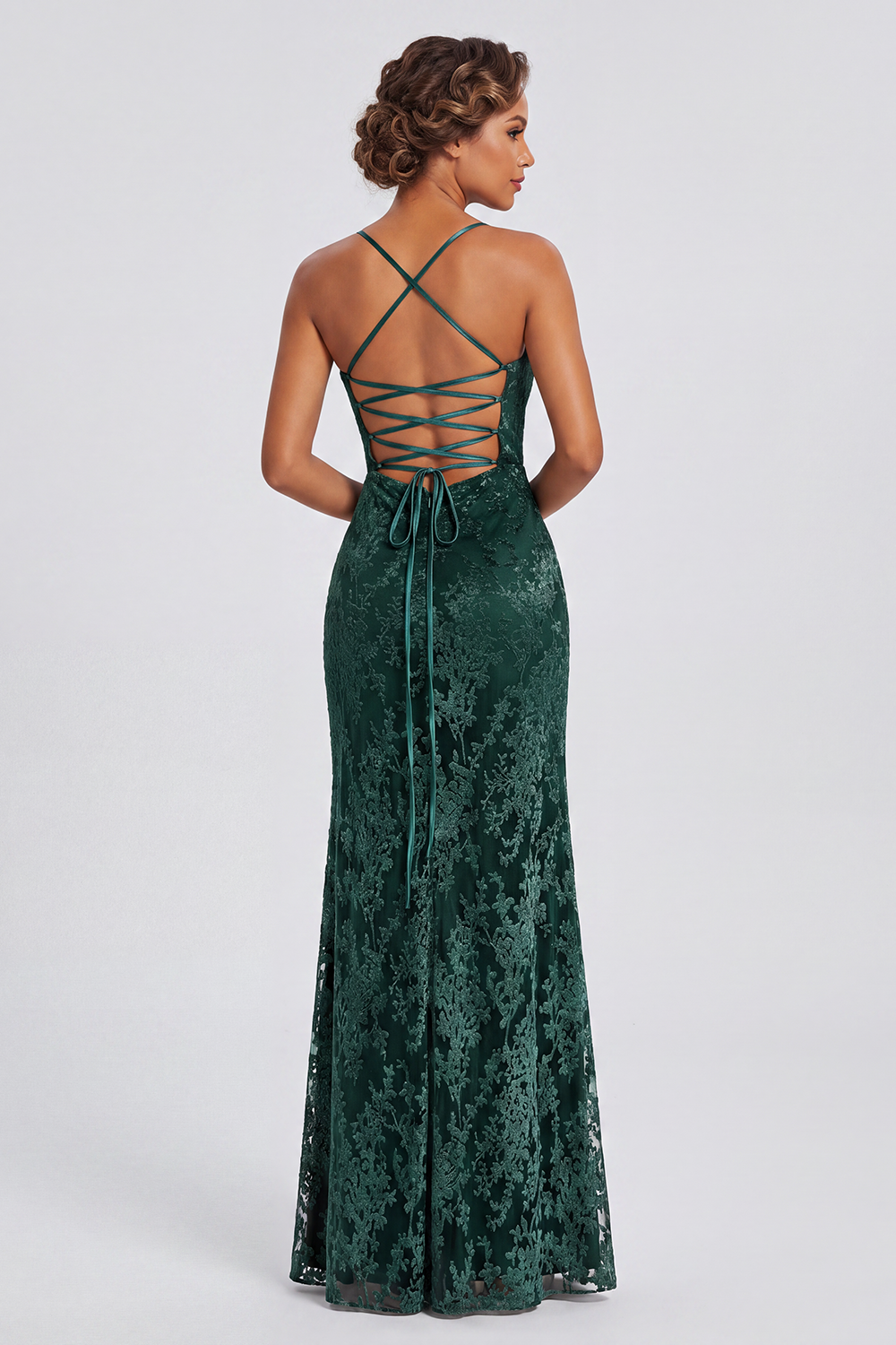 Dark Green Sheath Velvet Spaghetti Straps Long Bridesmaid Dress