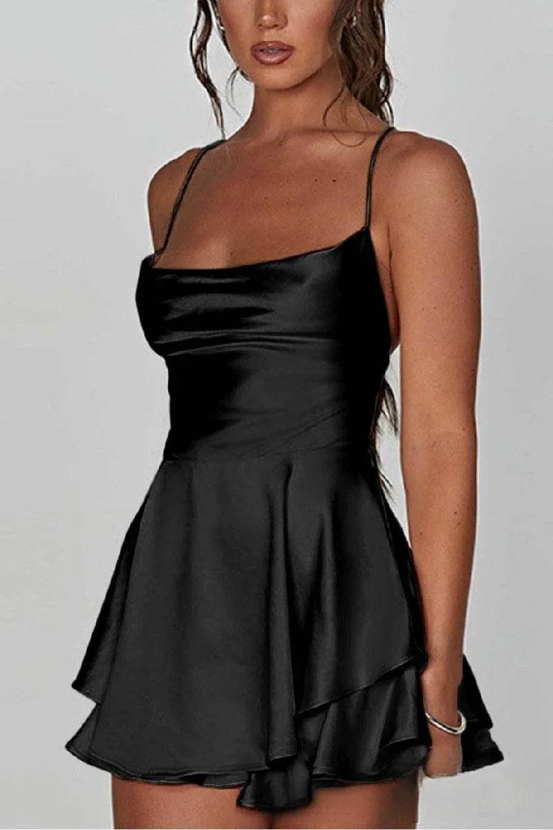 Short Mini Spaghetti Spandex Satin Cocktail Guest Dresses 911969027491