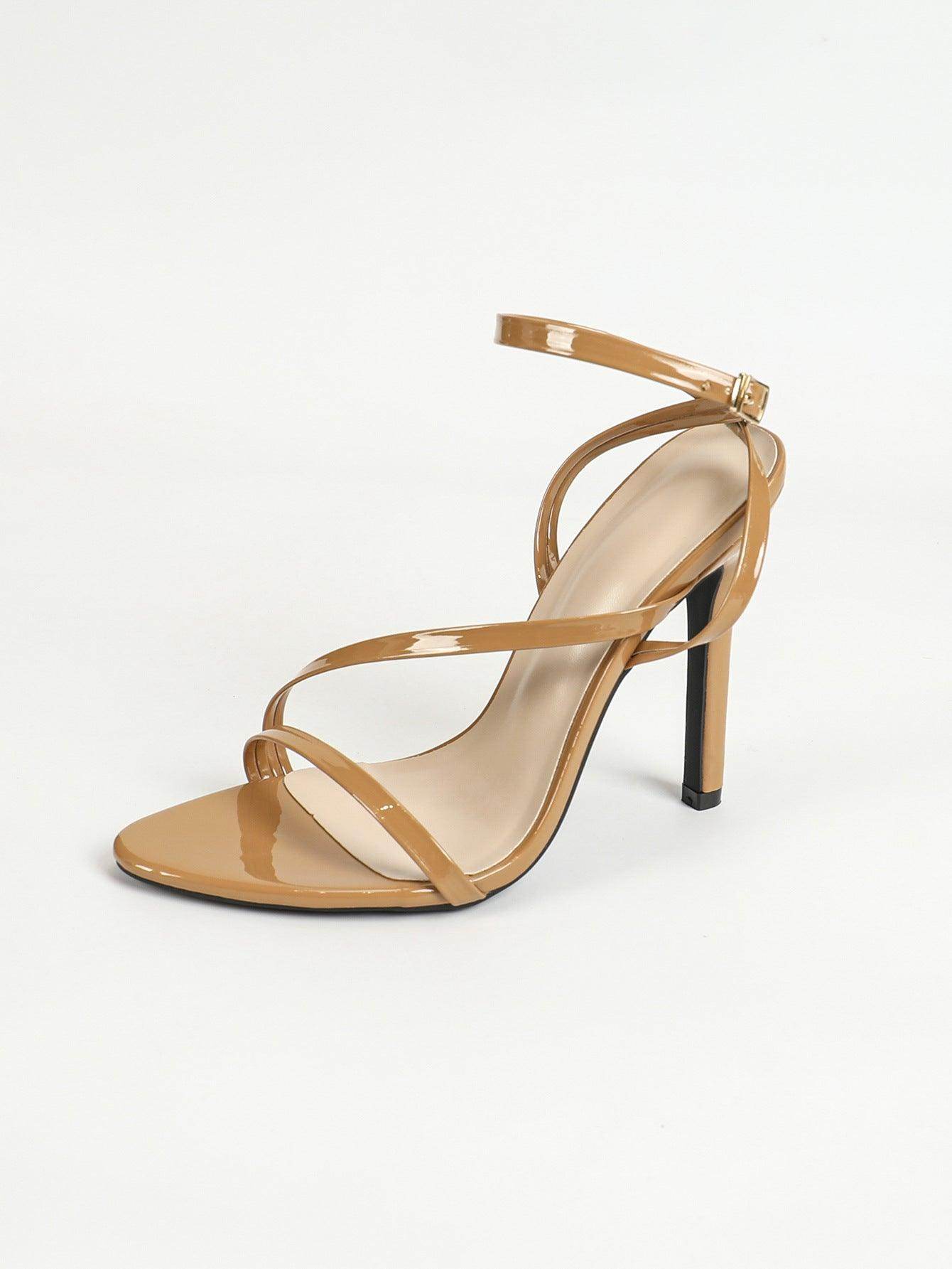 Faux Leather Ankle Strap Pointy Stiletto Heels 818162082641